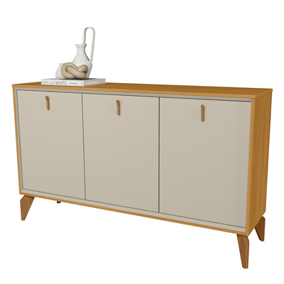 Balcão Buffet Aura Linea 140cm 3 Portas Tauari e Off White