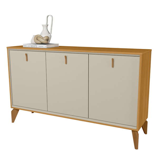 Balcão Buffet Aura Linea 140cm 3 Portas Tauari e Off White