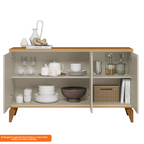 Balcão Buffet Aura Linea 140cm 3 Portas Tauari e Off White