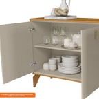 Balcão Buffet Aura Linea 140cm 3 Portas Tauari e Off White