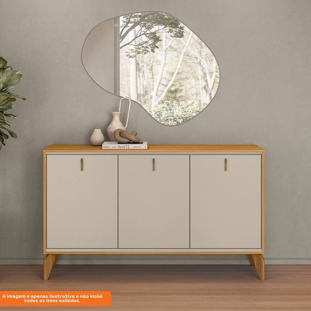 Balcão Buffet Aura Linea 140cm 3 Portas Tauari e Off White