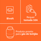 Fogão 5 Bocas Brastemp BFS5VCE Mesa de Vidro e Turbo Chama Preto Bivolt