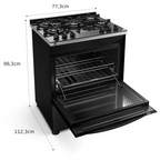 Fogão 5 Bocas Brastemp BFS5VCE Mesa de Vidro e Turbo Chama Preto Bivolt