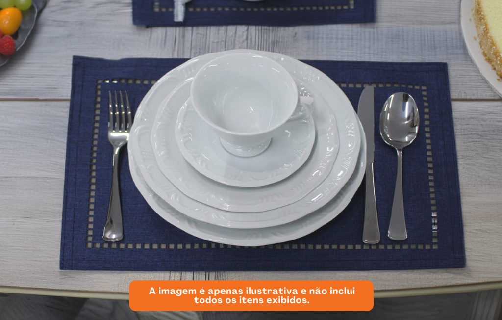 Aparelho de Jantar e Chá Pomerode 1ª Linha Schmidt 30 Peças Branco