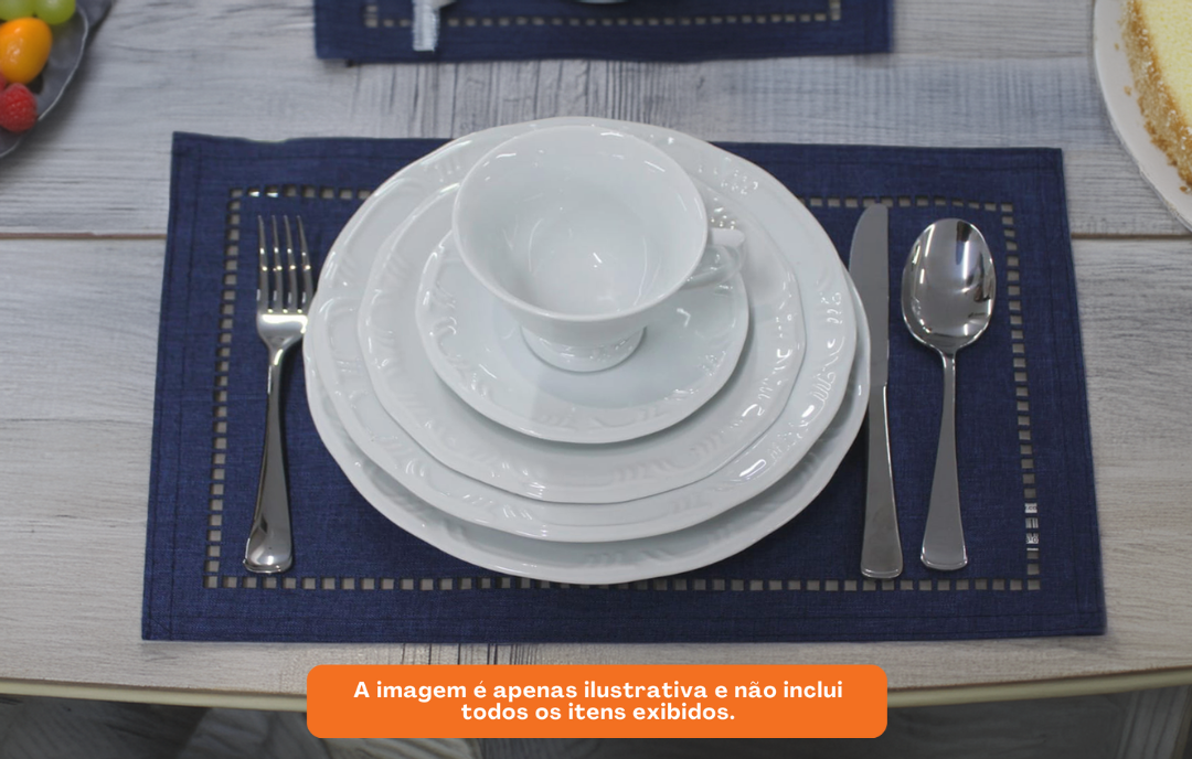 Aparelho de Jantar e Chá Pomerode 1ª Linha Schmidt 30 Peças Branco