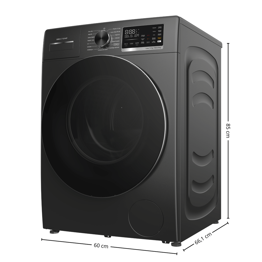 Lava e Seca Brastemp 14kg B= Smart BNO14AS Inverter Titanium 220V