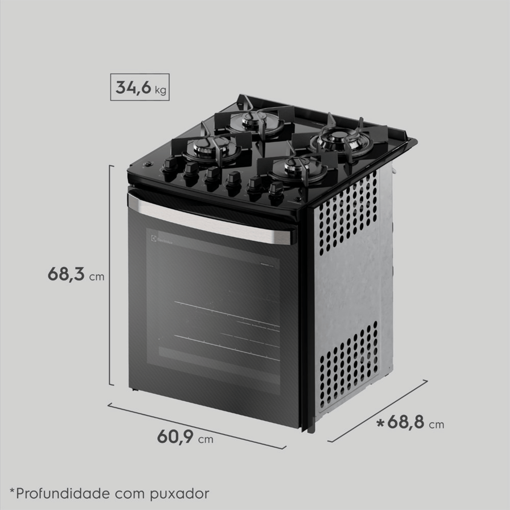 Fogão de Embutir 4 Bocas Electrolux Experience FE4EB com Mesa de Vidro PerfectCook360 Preto 220V