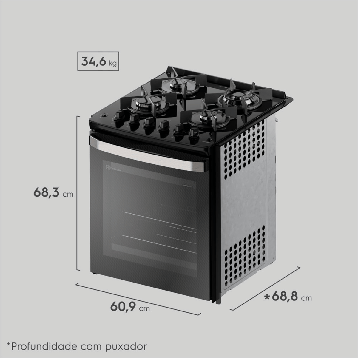 Fogão de Embutir 4 Bocas Electrolux Experience FE4EB com Mesa de Vidro PerfectCook360 Preto 220V
