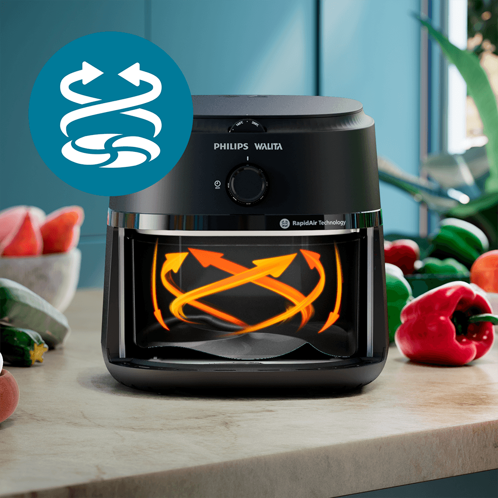 Fritadeira Elétrica Sem Óleo AirFryer 6,2L Philips Walita Preto 220V