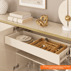 Balcão Buffet Liara Dj Móveis 180cm 4 Portas Off White com Dourado