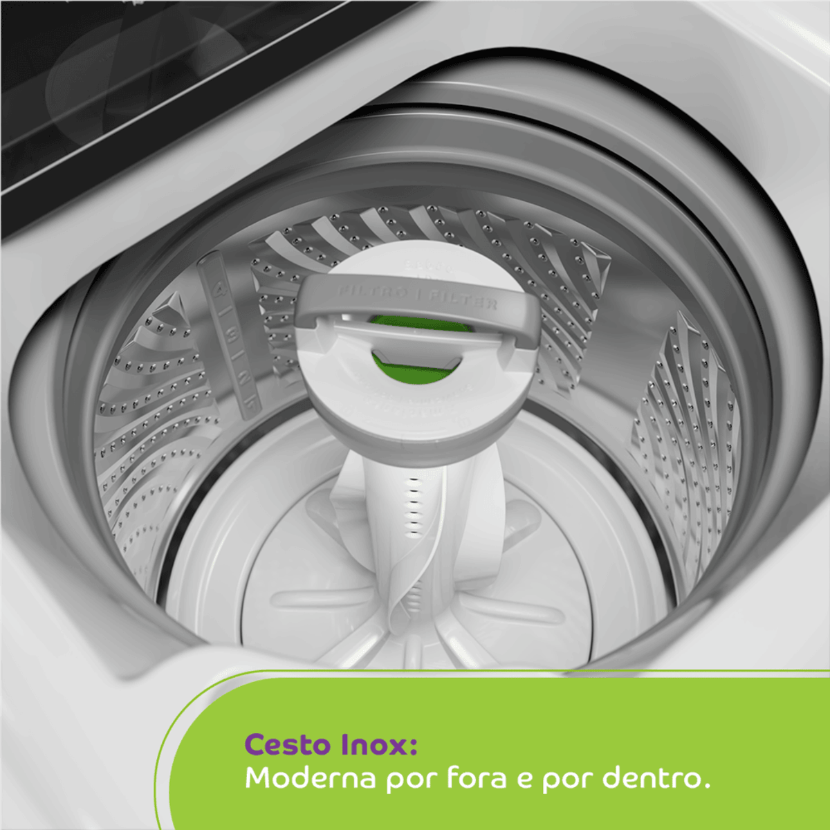 Lavadora de Roupas Consul 13Kg CWN13AB Modo Eco Cesto Inox Branco 220V