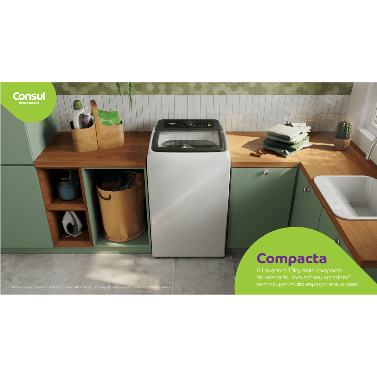 Lavadora de Roupas Consul 13Kg CWN13AB Modo Eco Cesto Inox Branco 220V