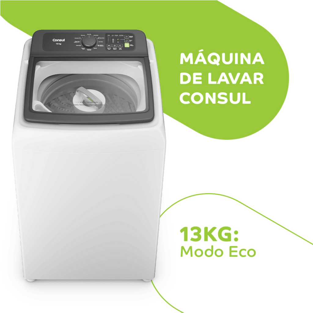 Lavadora de Roupas Consul 13Kg CWN13AB Modo Eco Cesto Inox Branco 220V