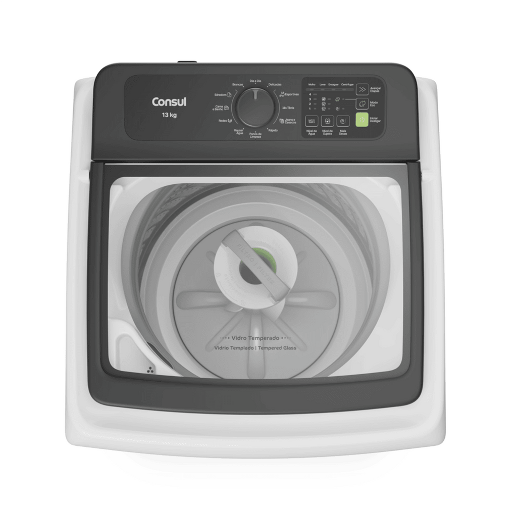 Lavadora de Roupas Consul 13Kg CWN13AB Modo Eco Cesto Inox Branco 220V