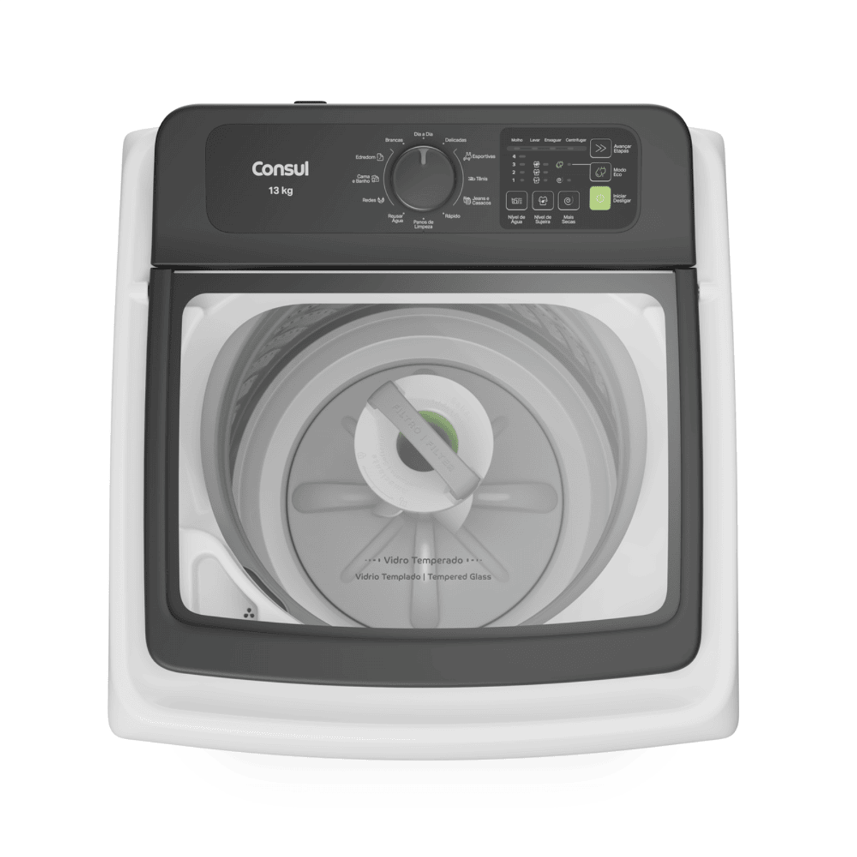 Lavadora de Roupas Consul 13Kg CWN13AB Modo Eco Cesto Inox Branco 220V