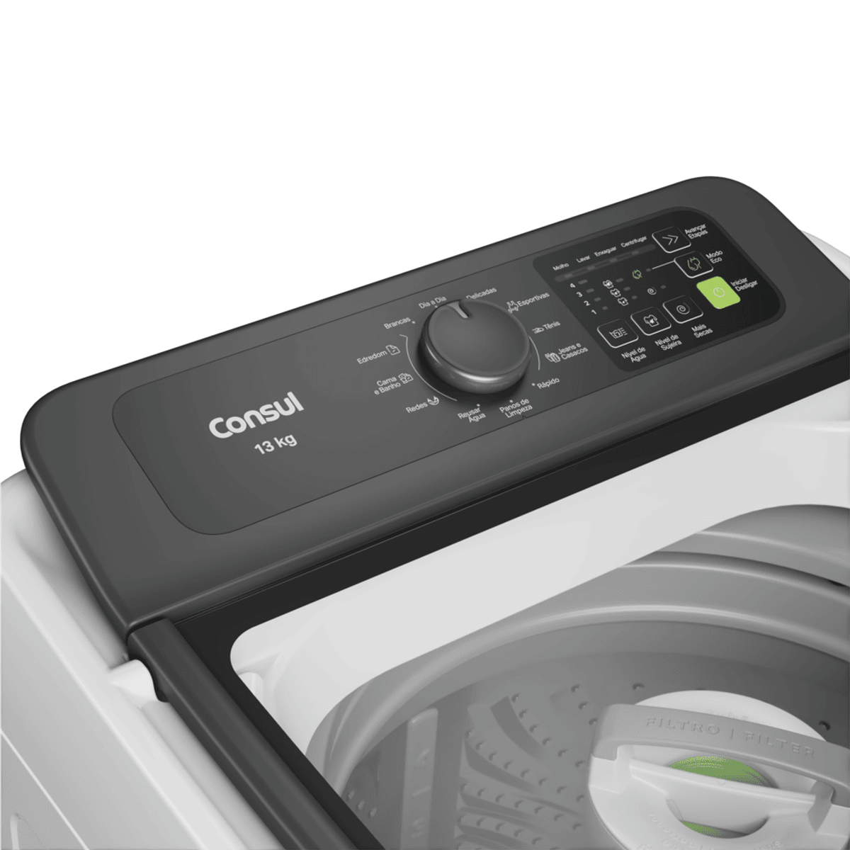 Lavadora de Roupas Consul 13Kg CWN13AB Modo Eco Cesto Inox Branco 220V