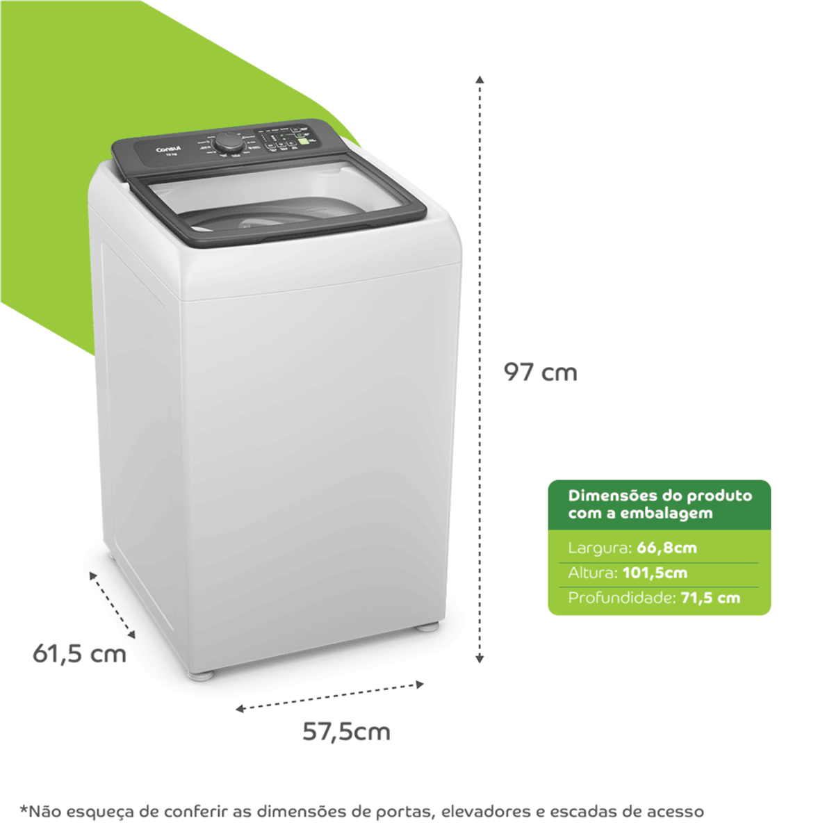 Lavadora de Roupas Consul 13Kg CWN13AB Modo Eco Cesto Inox Branco 220V