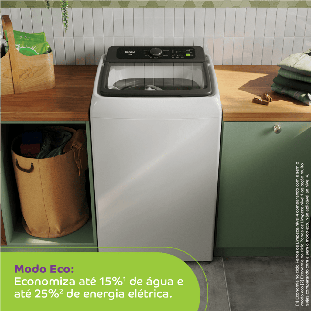 Lavadora de Roupas Consul 13Kg CWN13AB Modo Eco Cesto Inox Branco 220V