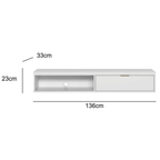 Nicho Suspenso Linea 136cm 1 Porta Nature e Off White