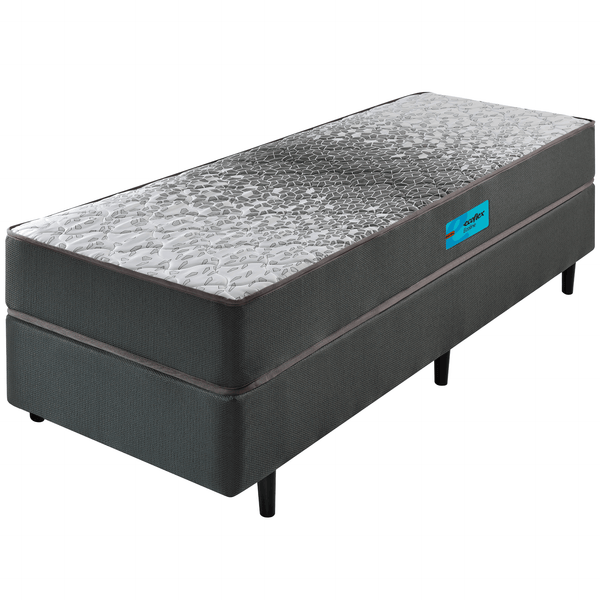 Conjunto Cama Box Dual Firm Solteiro Ecoflex 88x188x59 Espuma Chumbo