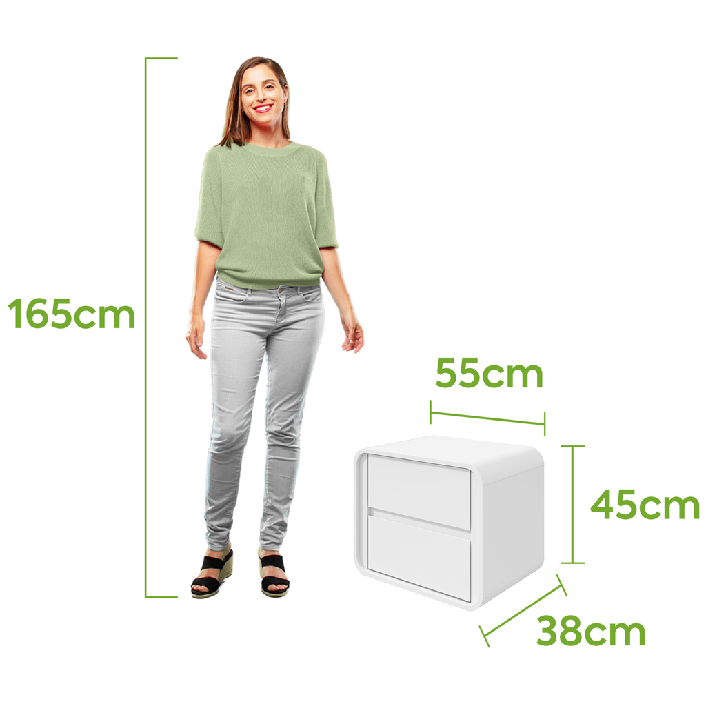 Mesa de Cabeceira Loop Lopas 55cm 2 Gavetas Branco