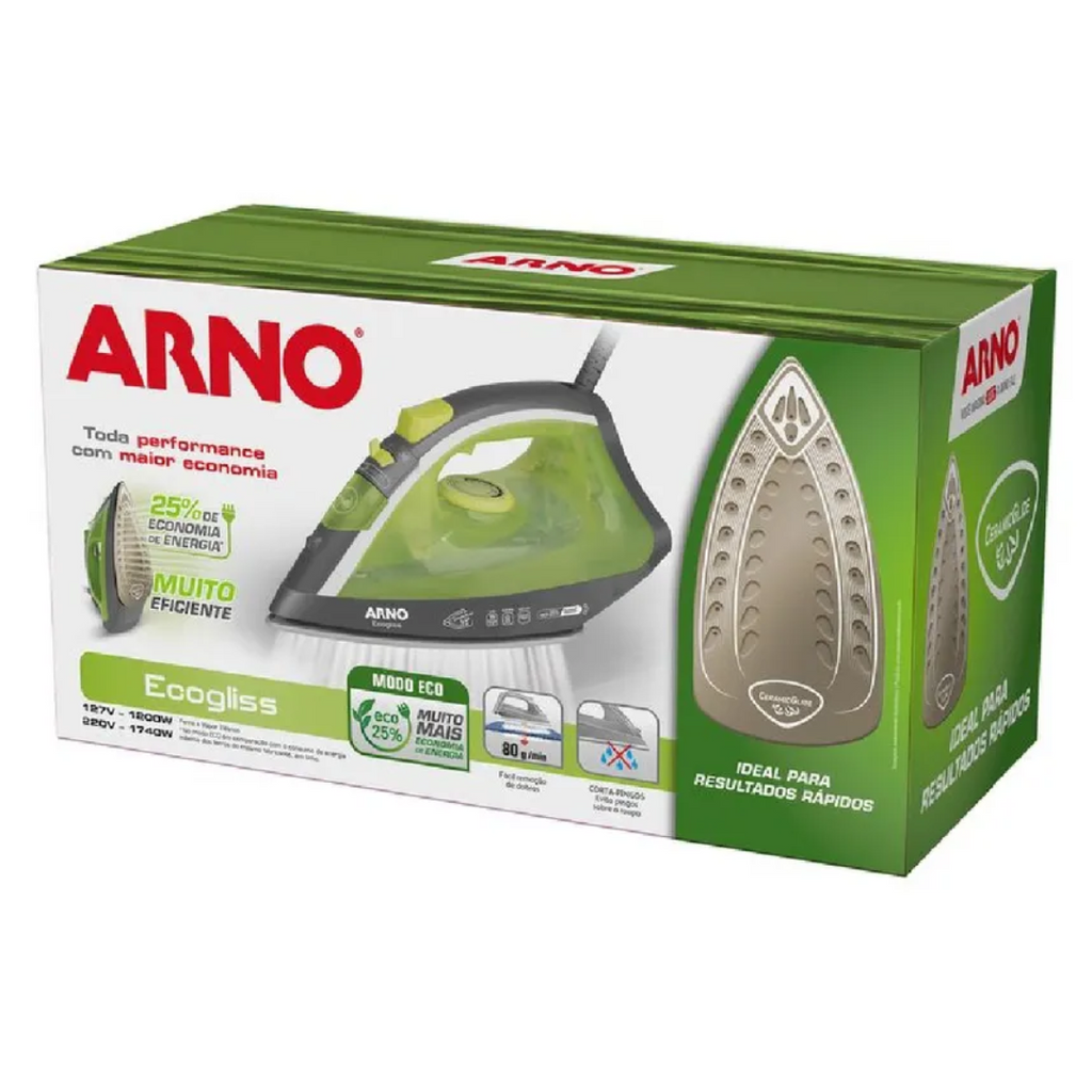 Ferro a Vapor Arno Ecogliss com Spray FEC1 Verde 220V