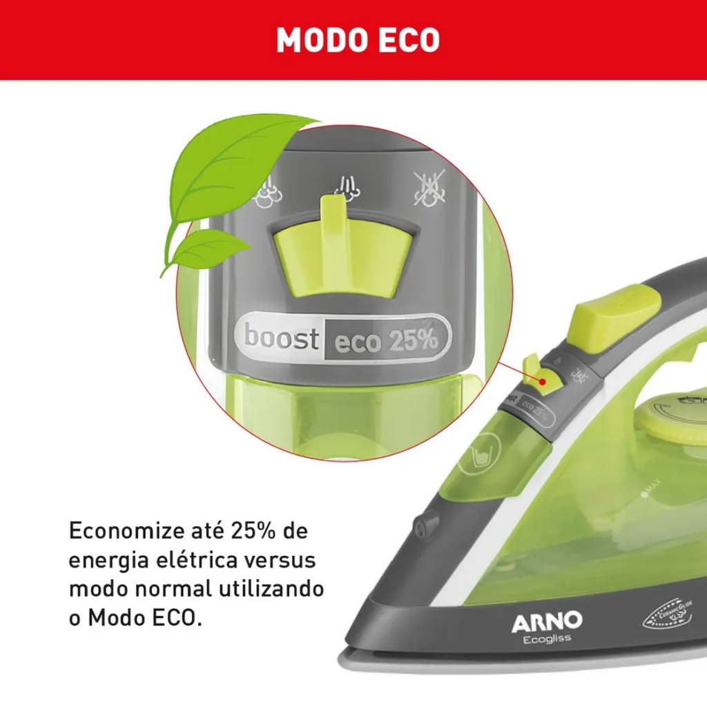 Ferro a Vapor Arno Ecogliss com Spray FEC1 Verde 220V