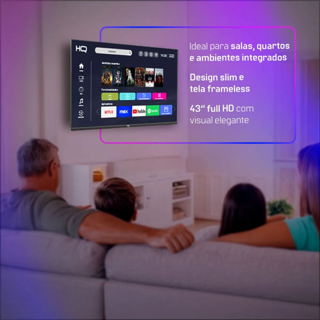 Smart TV LED 43" FHD HQ Frameless Slim Android Bivolt