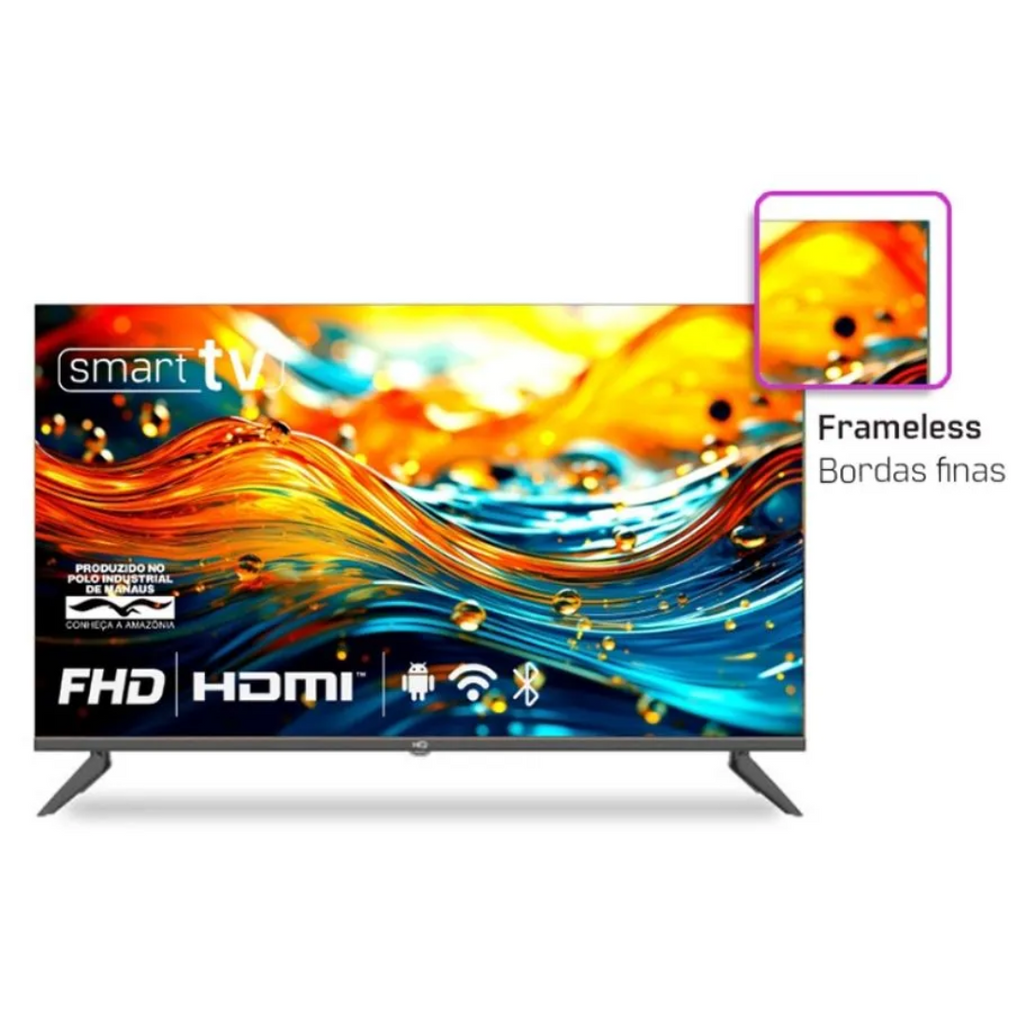 Smart TV LED 43" FHD HQ Frameless Slim Android Bivolt