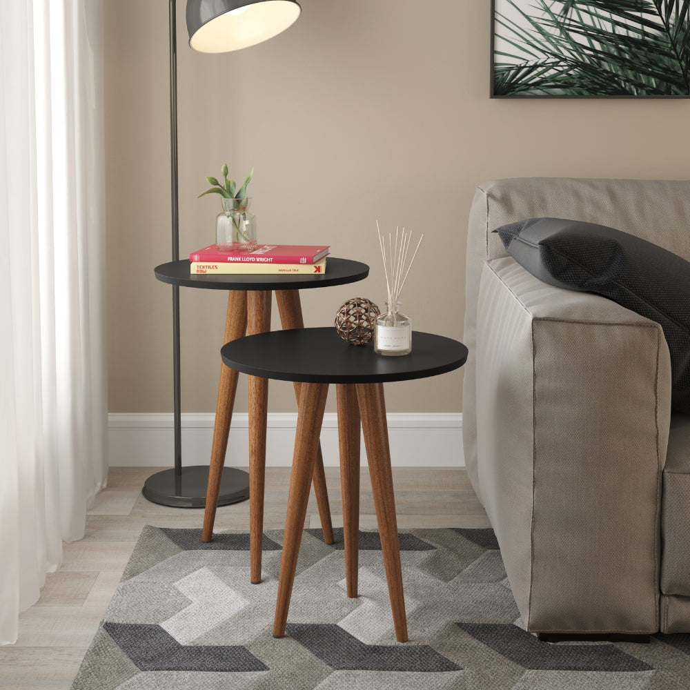 Conjunto de 2 Mesas Laterais Slim Patrimar Preto