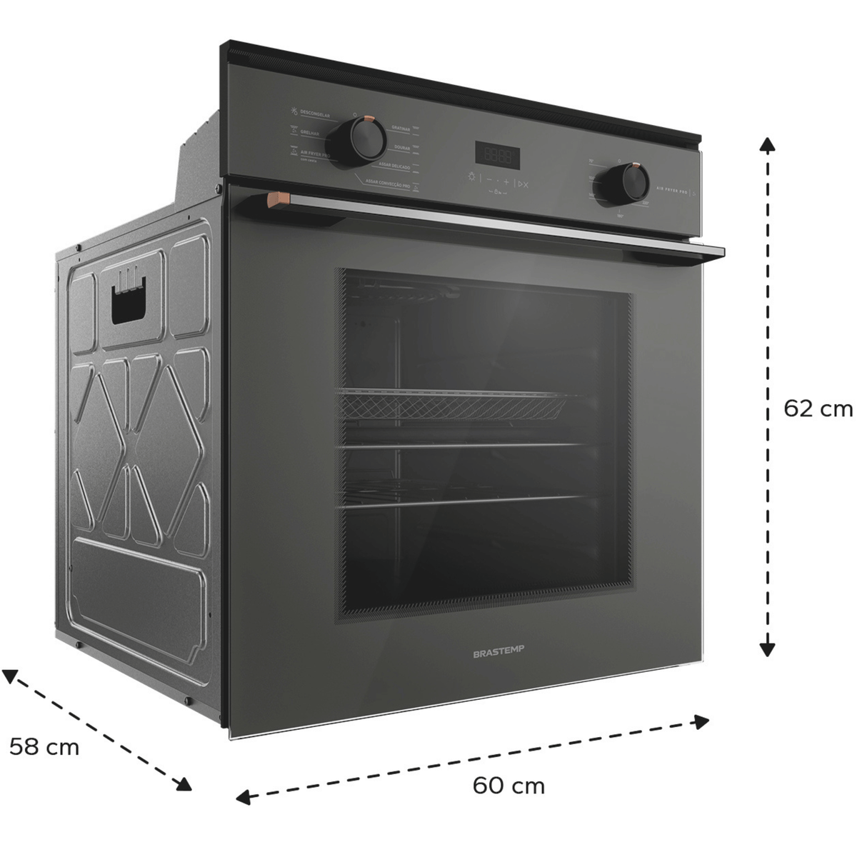 Forno de Embutir Elétrico Brastemp 84L BOX84AR com Air Fryer Pro Cinza 220V