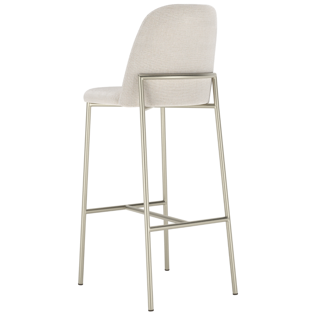 Banqueta Lucille Alta Província Metal Champanhe Linho Bege