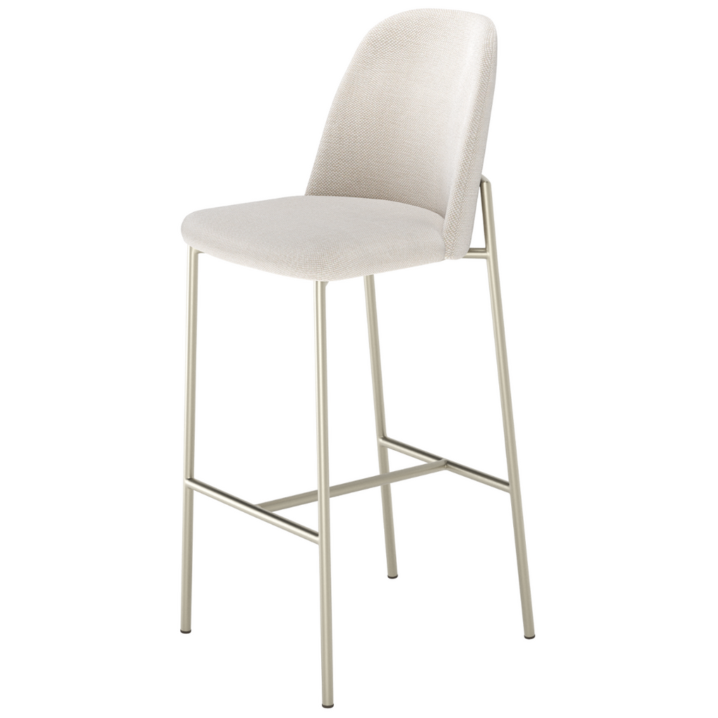 Banqueta Lucille Alta Província Metal Champanhe Linho Bege
