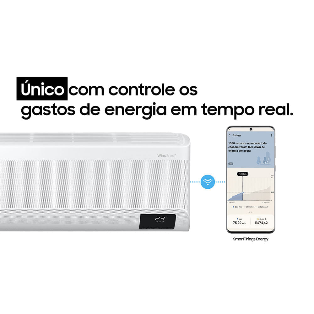 Ar-Condicionado Split Inverter Samsung WindFree Connect 22000 BTUs  Frio 220V