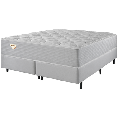 Conjunto Cama Box Privilege Queen Ecoflex 158x198x72cm Molas Ensacadas Wide Cinza Claro