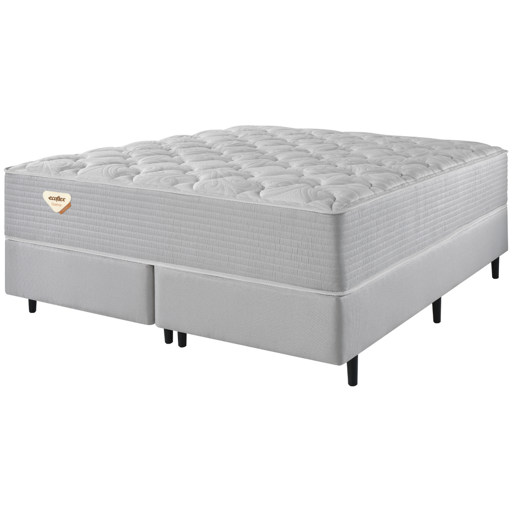 Conjunto Cama Box Privilege King Size Ecoflex 193x203x72cm Molas Ensacadas Wide Prata