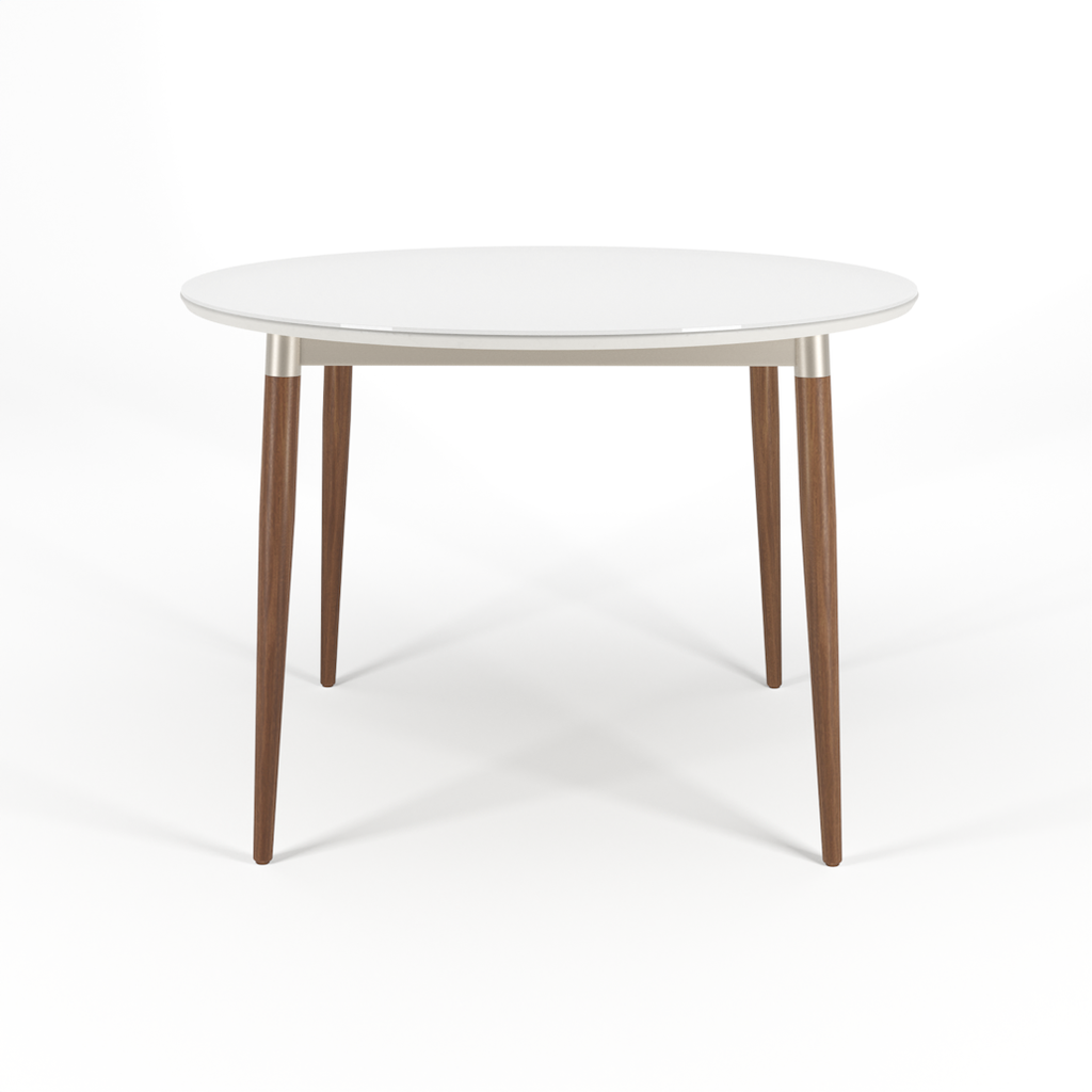 Mesa Abbey Redonda cor Natural Off White Fosco e Champanhe