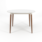 Mesa Abbey Redonda cor Natural Off White Fosco e Champanhe