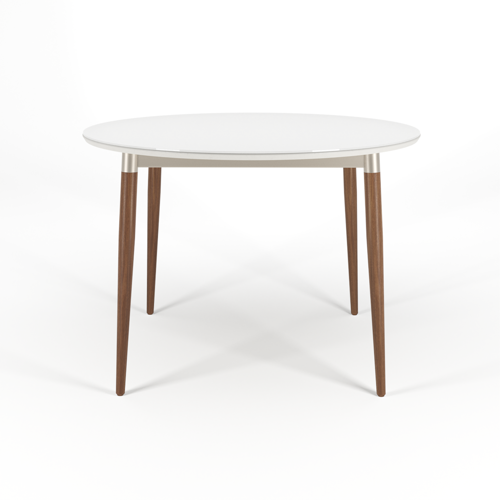 Mesa Abbey Redonda cor Natural Off White Fosco e Champanhe