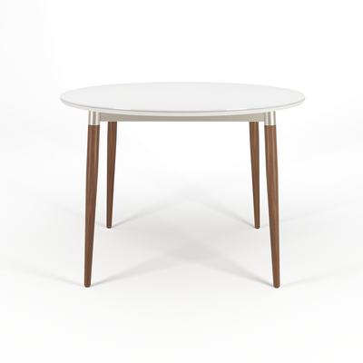 Mesa Abbey Redonda cor Natural Off White Fosco e Champanhe