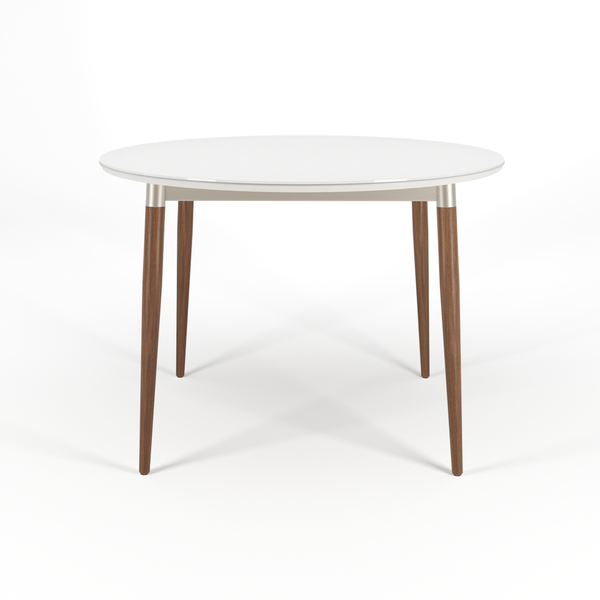Mesa Abbey Redonda cor Natural Off White Fosco e Champanhe