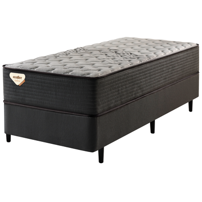 Conjunto Cama Box Solteiro Adapto Ecoflex 96x203x66 Molas Ensacadas Wide Grafite