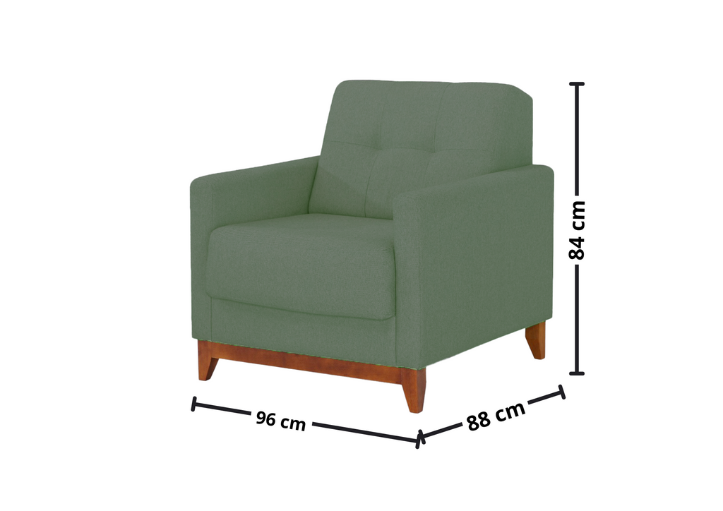Poltrona 96cm Herval MH4219 Base Madeira Verde
