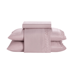 Jogo de Roupa de Cama Casal 4 Peças Hedrons Toque de Algodão Bordado Chloe Rosa Violeta