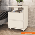 Mesa de Cabeceira Campeche Henn 2 Gavetas Off White