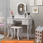 Penteadeira Princesa Patrimar com Espelho e Banco 96cm Branco