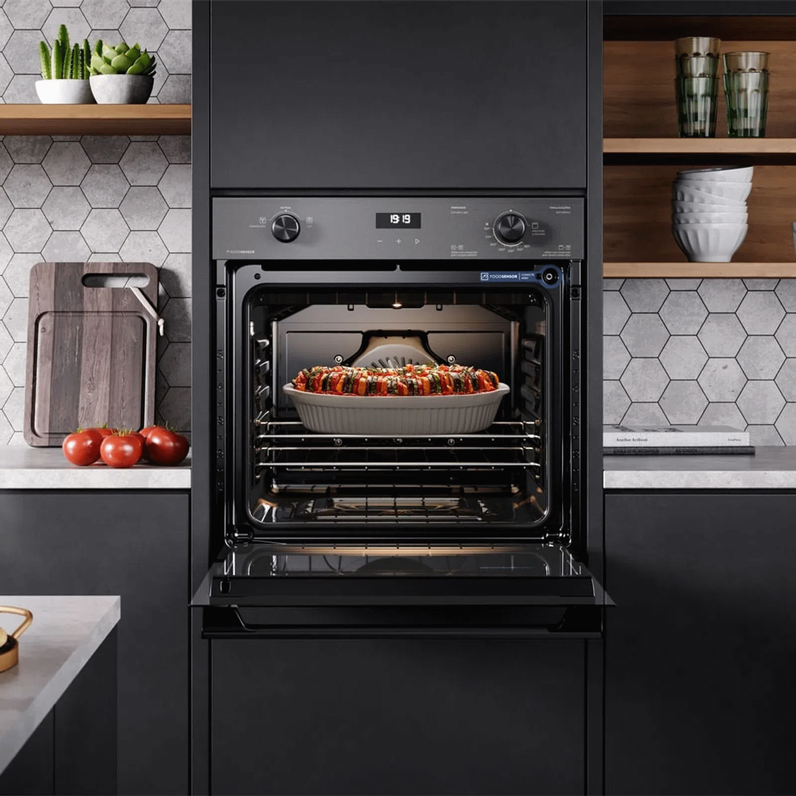 Forno de Embutir a Gás Electrolux 80L OE8GF Experience com Convecção e Grill Cinza 220V