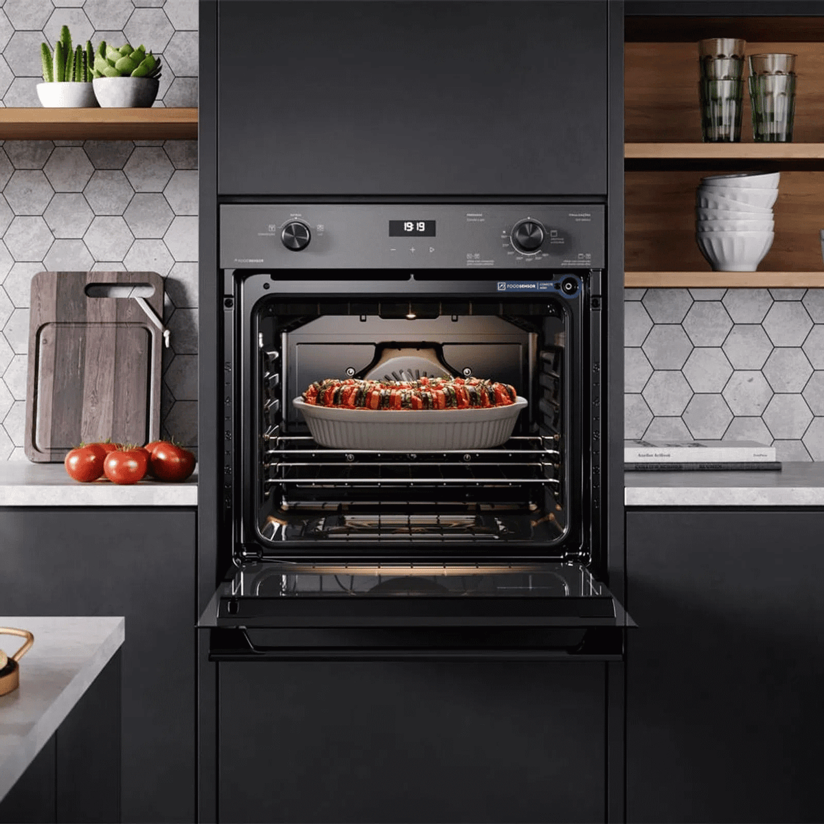 Forno de Embutir a Gás Electrolux 80L OE8GF Experience com Convecção e Grill Cinza 220V