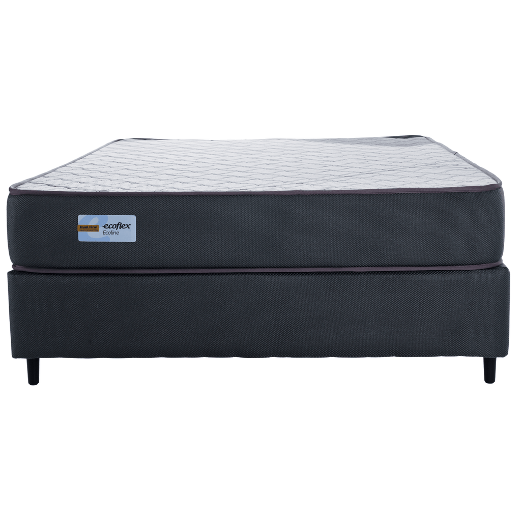 Conjunto Cama Box Dual Firm Casal Ecoflex 138x188x47cm Espuma D-28 Chumbo