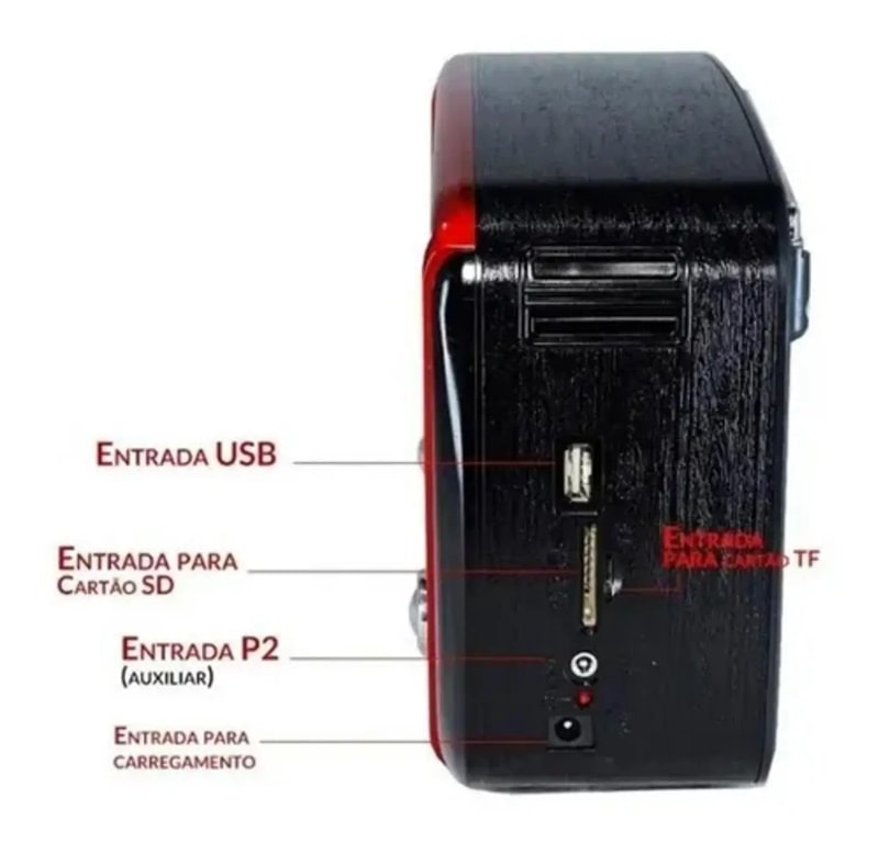 Rádio Portátil Retrô Fsound FS-1631 USB Bluetooth Vermelho Bivolt